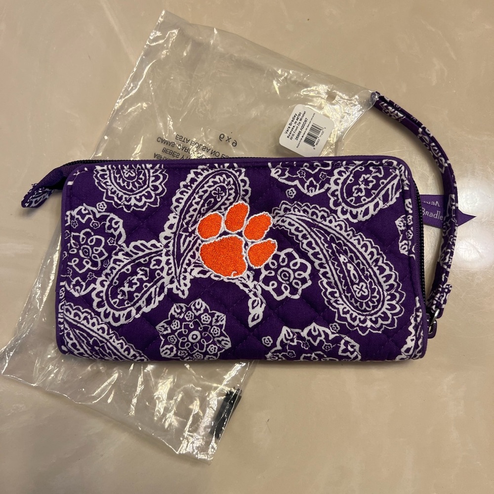 NWT Vera Bradley Clemson wristlet